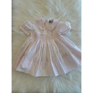 Friedknit Creations vintage smocked pink dress 6m